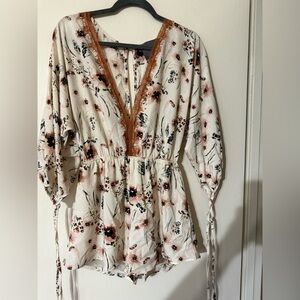 Cheekie Boutique Floral Dress with Lace Trim